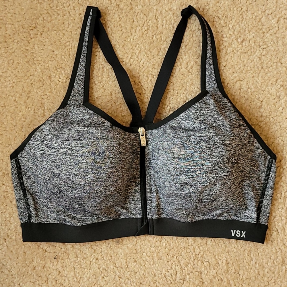 VSX Sport Grey Knockout Zip Bra NWOT  36C